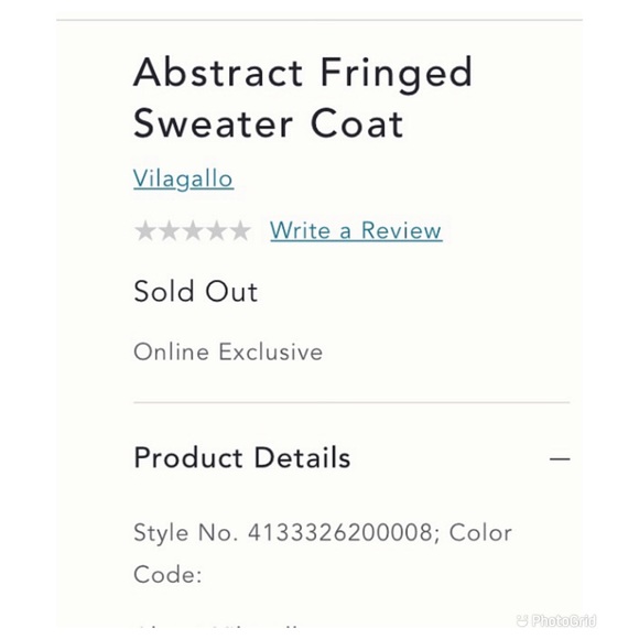 NWOT - Anthropologie, Vilagallo, Abstract Fringed Sweater Coat - Picture 8 of 10